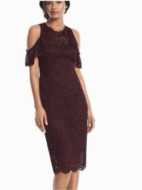 NWT size 6 White House Black Market- Cold-Shoulder Lace Sheath Dress